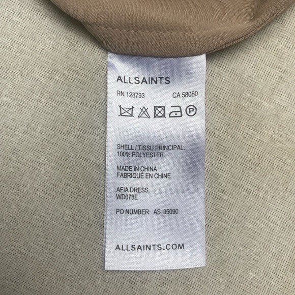 All Saints Afia Dress Black Nude Twist Size 4 - Picture 7 of 12